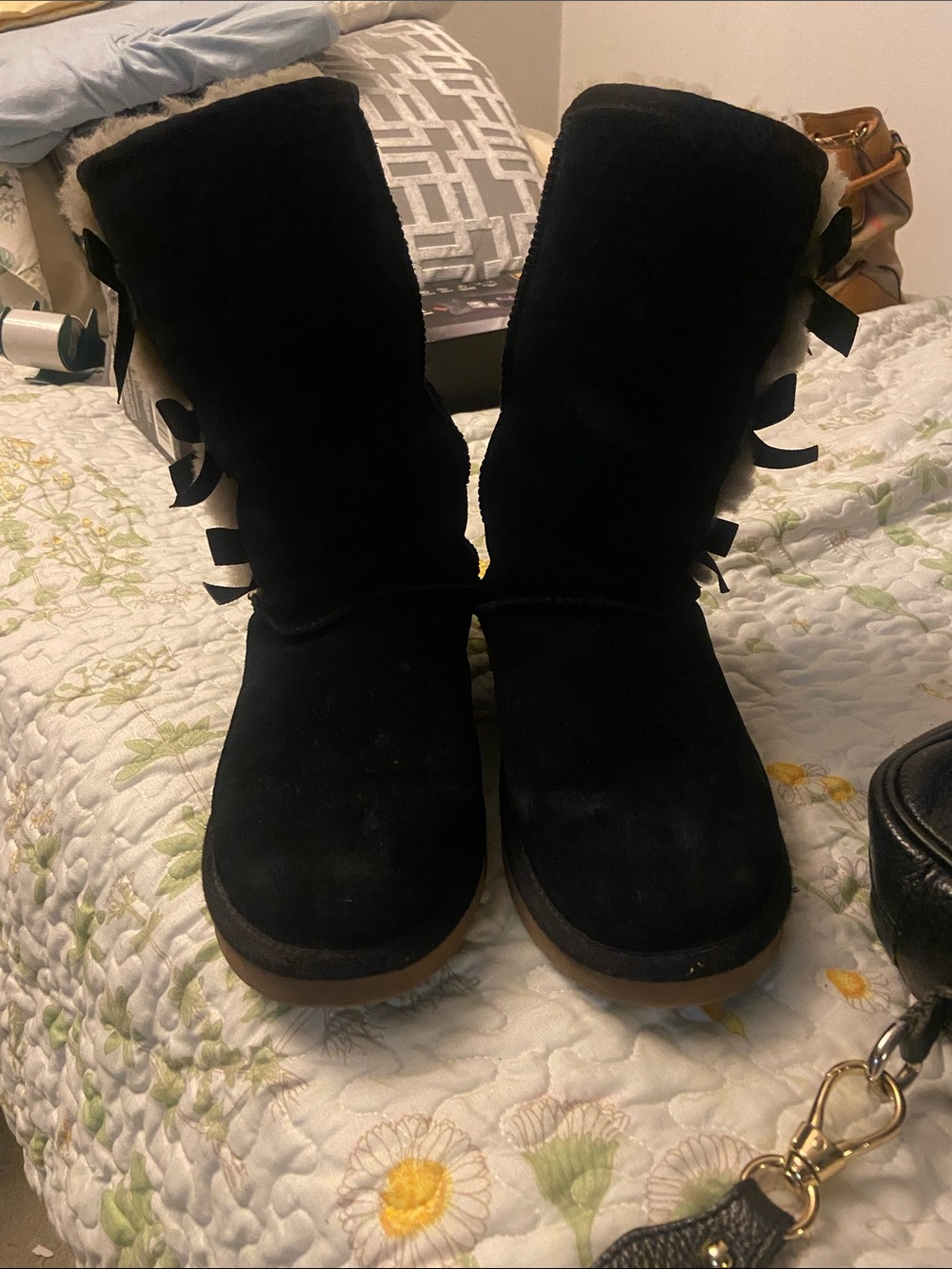 Koolaburra by UUG Black Suede Mid-Calf Bow Booties